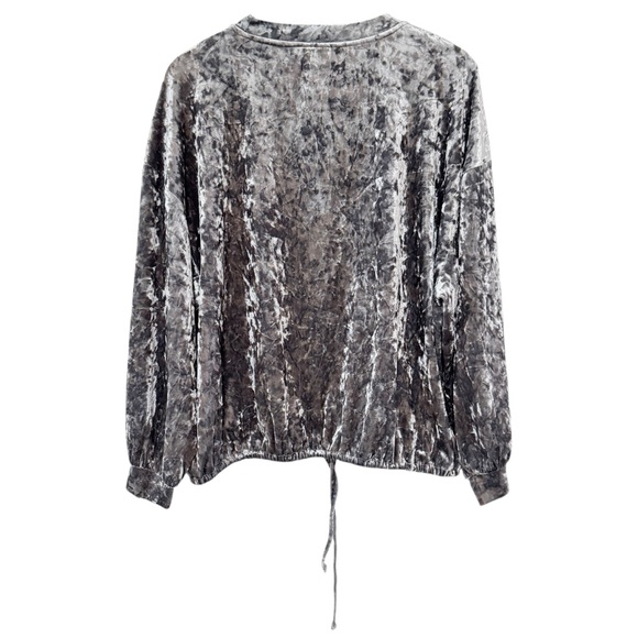 NWOT Adrianna Papell Gray Crushed Velvet Long Sleeve Sweatshirt‎ Top M - Picture 3 of 10